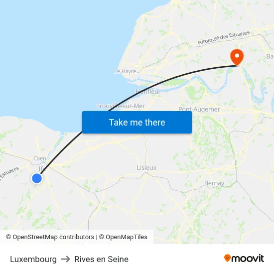 Luxembourg to Rives en Seine map