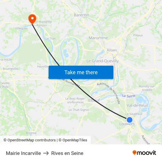 Mairie Incarville to Rives en Seine map