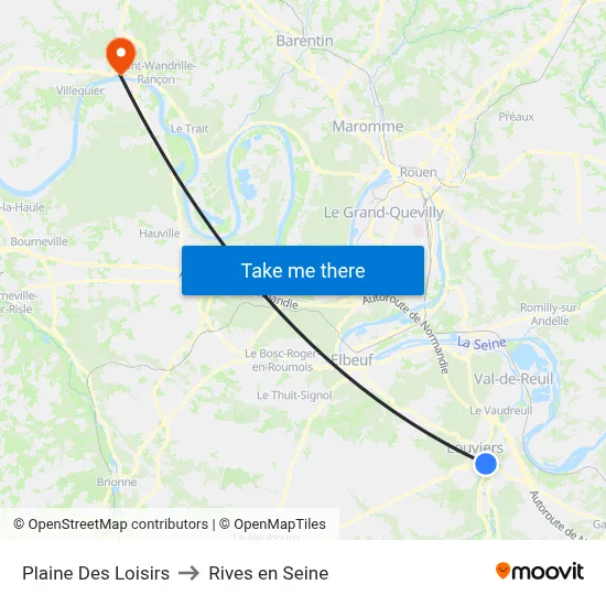 Plaine Des Loisirs to Rives en Seine map