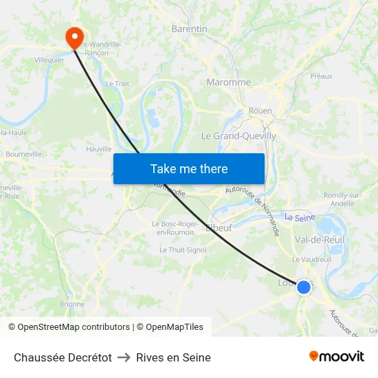 Chaussée Decrétot to Rives en Seine map