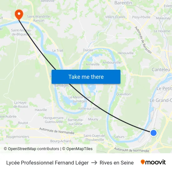 Lycée Professionnel Fernand Léger to Rives en Seine map