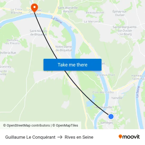 Guillaume Le Conquérant to Rives en Seine map