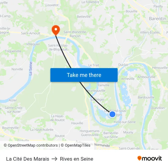 La Cité Des Marais to Rives en Seine map