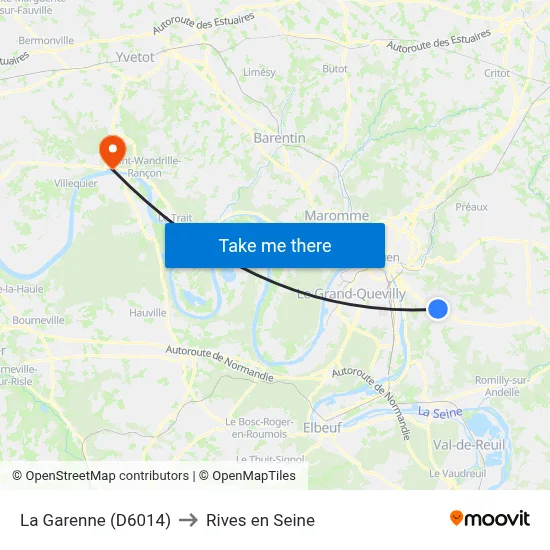 La Garenne (D6014) to Rives en Seine map