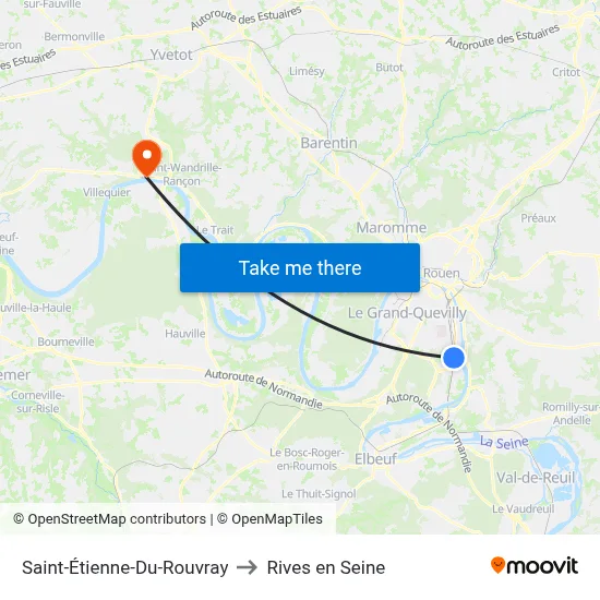 Saint-Étienne-Du-Rouvray to Rives en Seine map