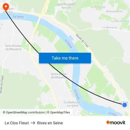 Le Clos Fleuri to Rives en Seine map