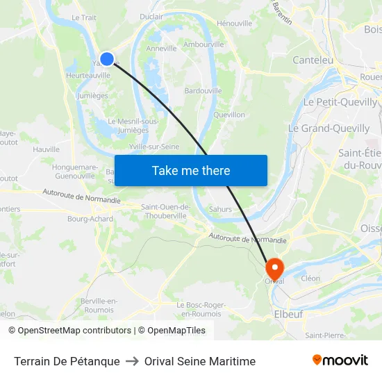 Terrain De Pétanque to Orival Seine Maritime map