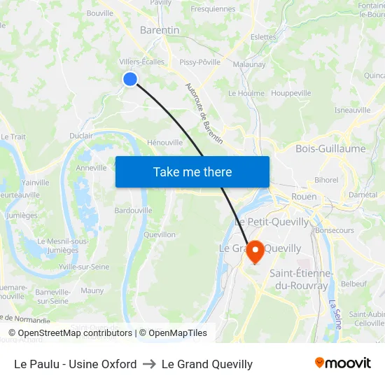 Le Paulu - Usine Oxford to Le Grand Quevilly map