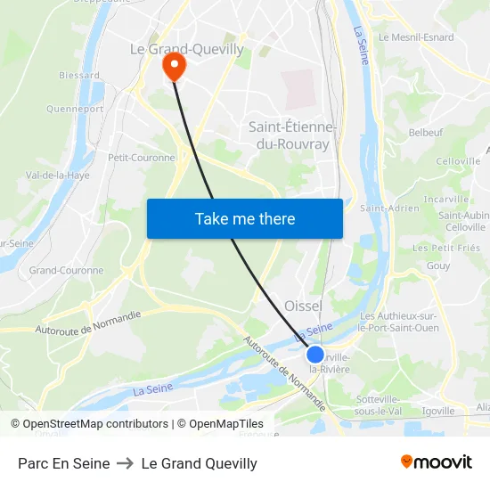 Parc En Seine to Le Grand Quevilly map