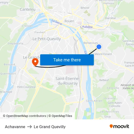 Achavanne to Le Grand Quevilly map