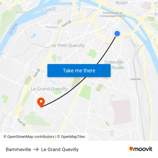 Bammeville to Le Grand Quevilly map