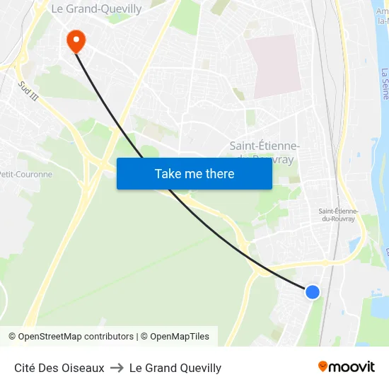 Cité Des Oiseaux to Le Grand Quevilly map