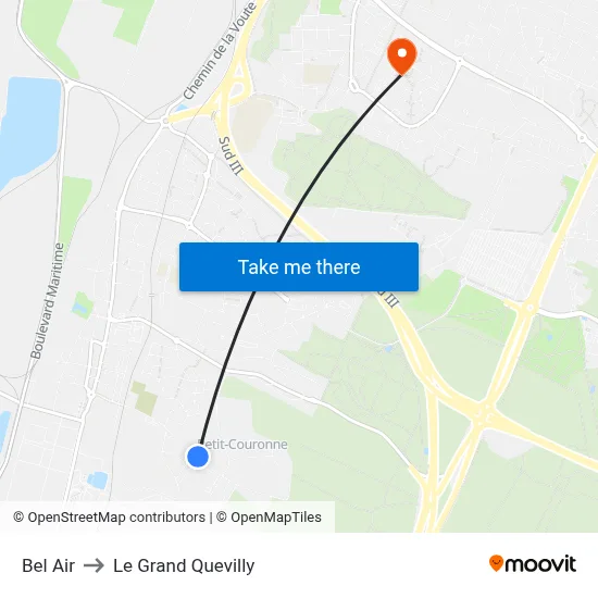 Bel Air to Le Grand Quevilly map