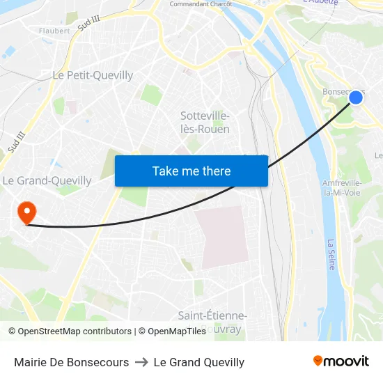 Mairie De Bonsecours to Le Grand Quevilly map