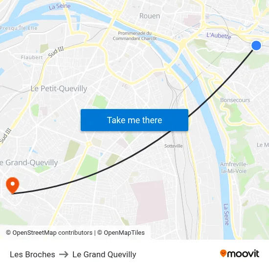 Les Broches to Le Grand Quevilly map