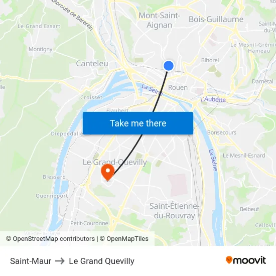 Saint-Maur to Le Grand Quevilly map