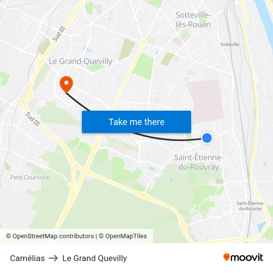 Camélias to Le Grand Quevilly map