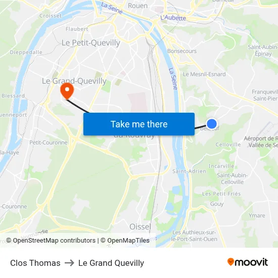 Clos Thomas to Le Grand Quevilly map