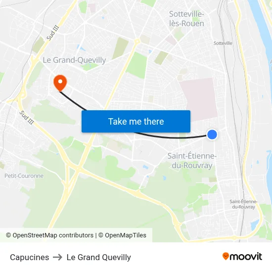 Capucines to Le Grand Quevilly map