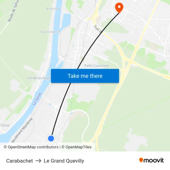 Carabachet to Le Grand Quevilly map