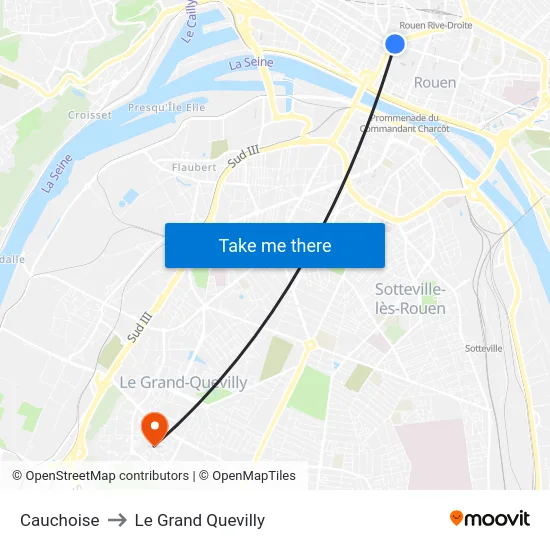 Cauchoise to Le Grand Quevilly map