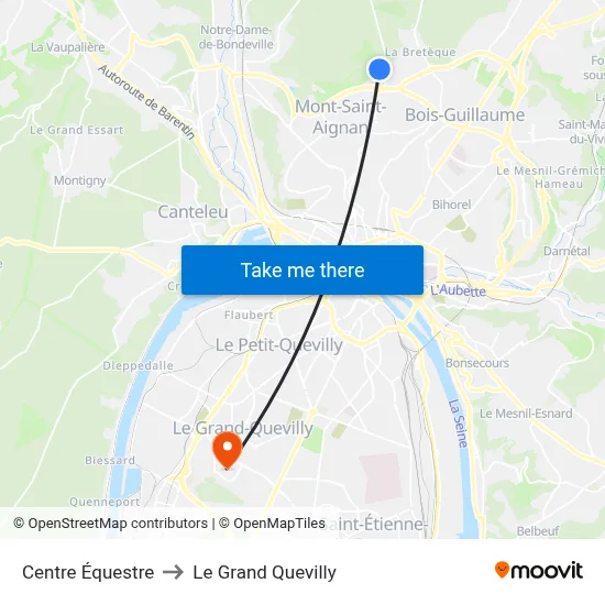 Centre Équestre to Le Grand Quevilly map