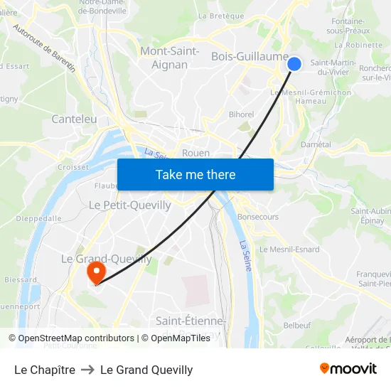 Le Chapître to Le Grand Quevilly map