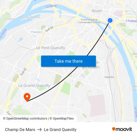 Champ De Mars to Le Grand Quevilly map