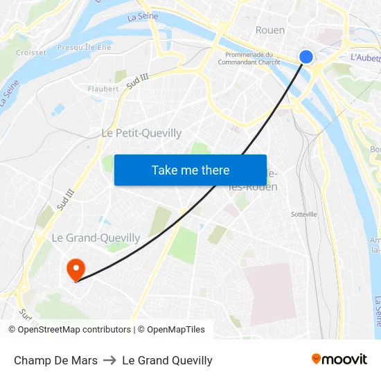 Champ De Mars to Le Grand Quevilly map