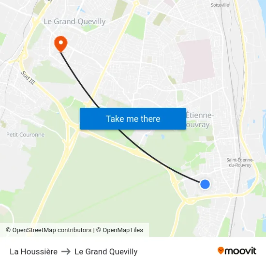 La Houssière to Le Grand Quevilly map