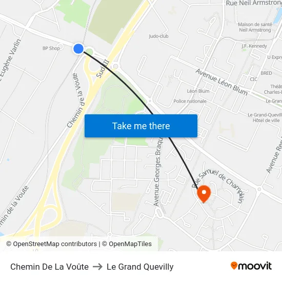 Chemin De La Voûte to Le Grand Quevilly map