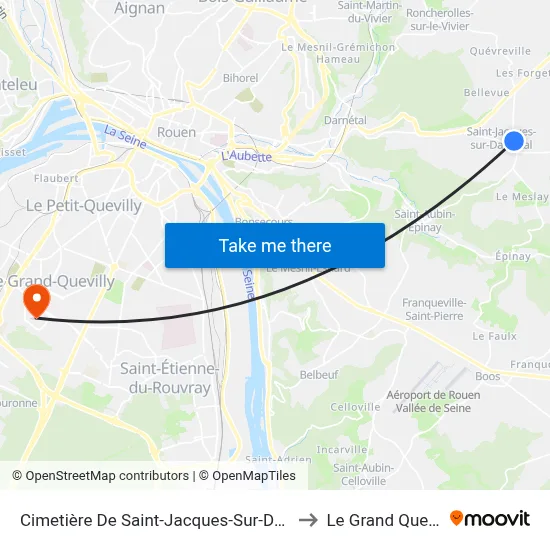 Cimetière De Saint-Jacques-Sur-Darnétal to Le Grand Quevilly map