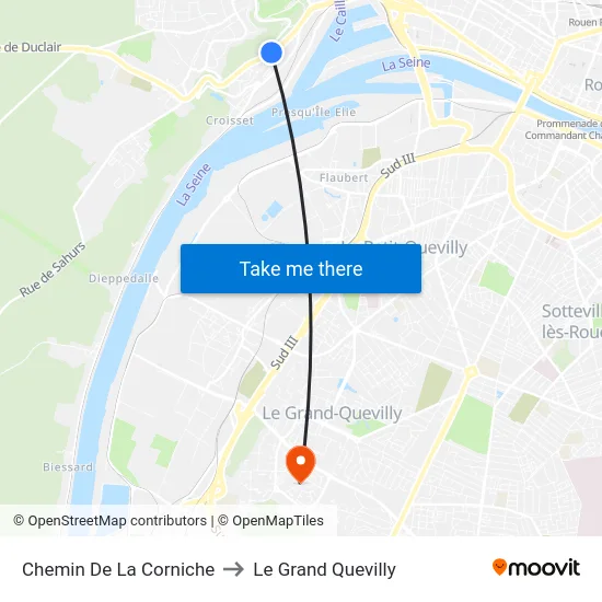 Chemin De La Corniche to Le Grand Quevilly map