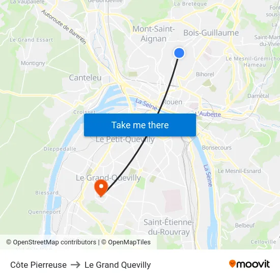 Côte Pierreuse to Le Grand Quevilly map