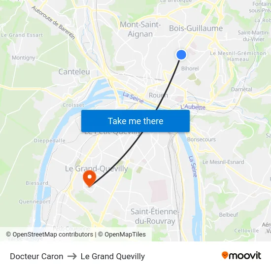 Docteur Caron to Le Grand Quevilly map