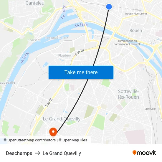 Deschamps to Le Grand Quevilly map