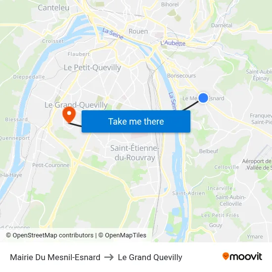 Mairie Du Mesnil-Esnard to Le Grand Quevilly map