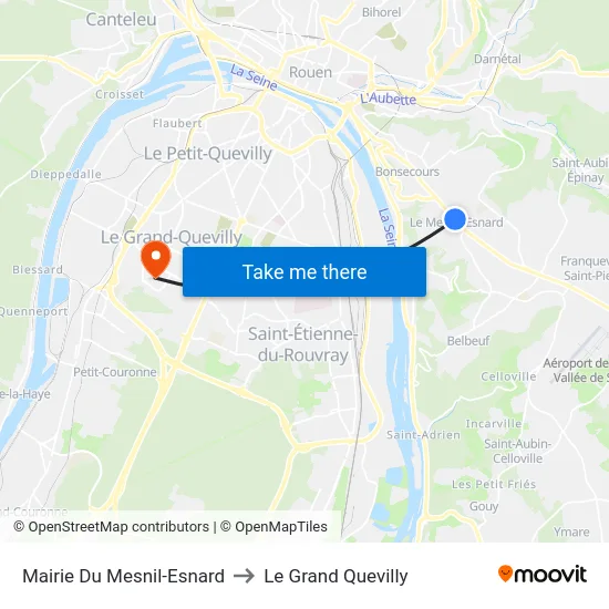 Mairie Du Mesnil-Esnard to Le Grand Quevilly map
