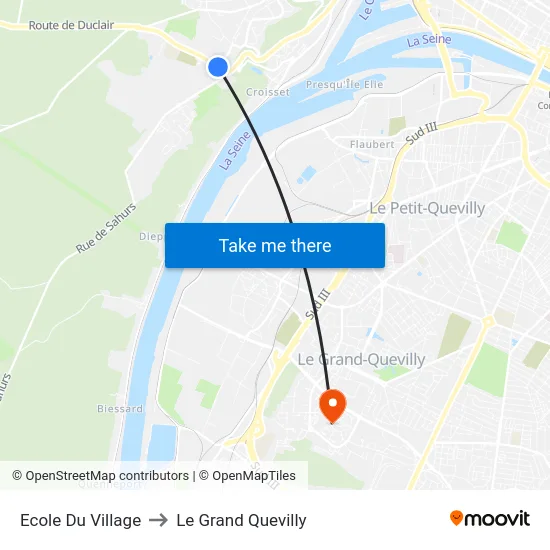 Ecole Du Village to Le Grand Quevilly map