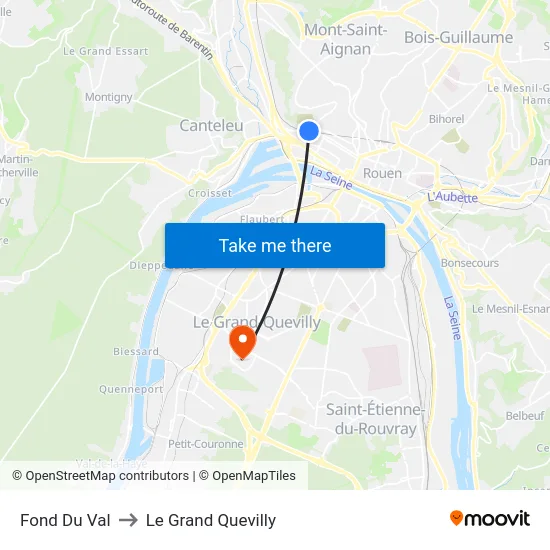Fond Du Val to Le Grand Quevilly map