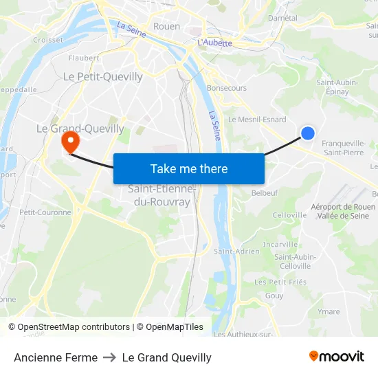 Ancienne Ferme to Le Grand Quevilly map