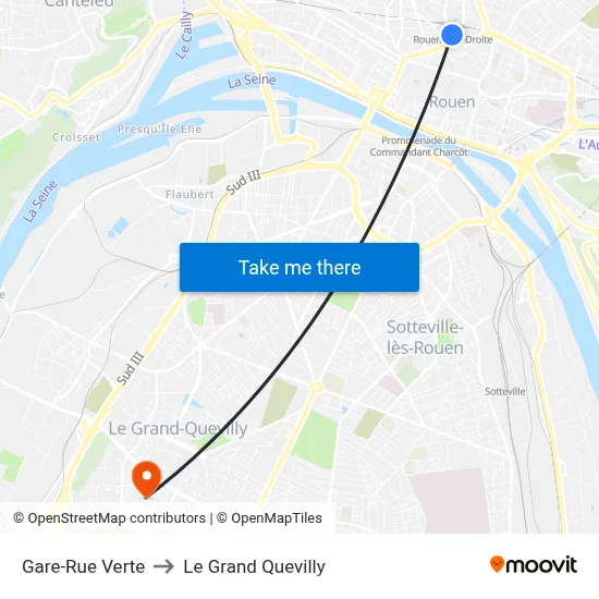 Gare-Rue Verte to Le Grand Quevilly map