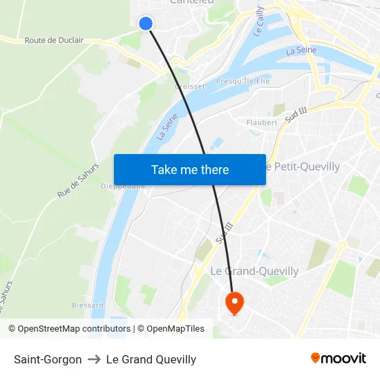 Saint-Gorgon to Le Grand Quevilly map