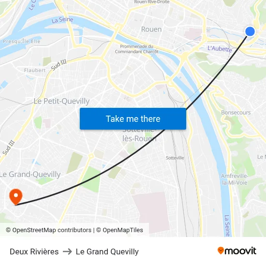 Deux Rivières to Le Grand Quevilly map