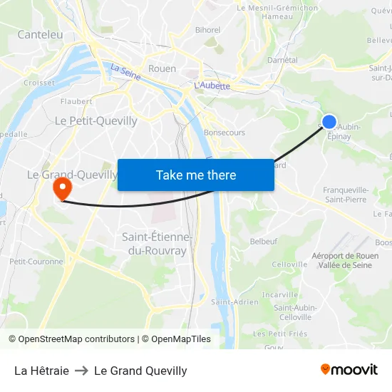 La Hêtraie to Le Grand Quevilly map