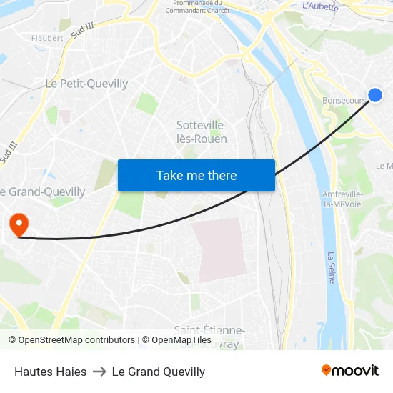 Hautes Haies to Le Grand Quevilly map