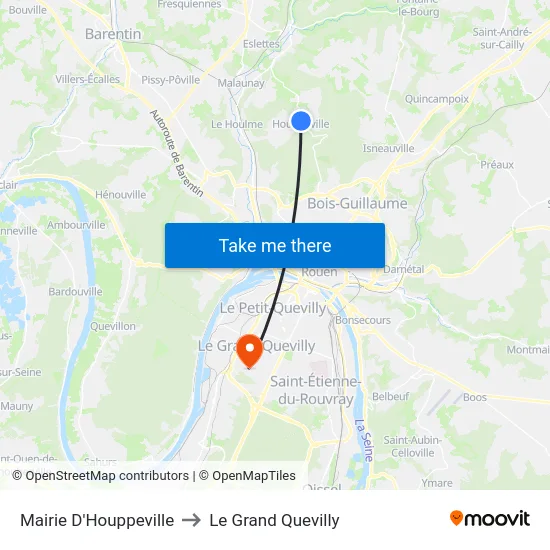 Mairie D'Houppeville to Le Grand Quevilly map