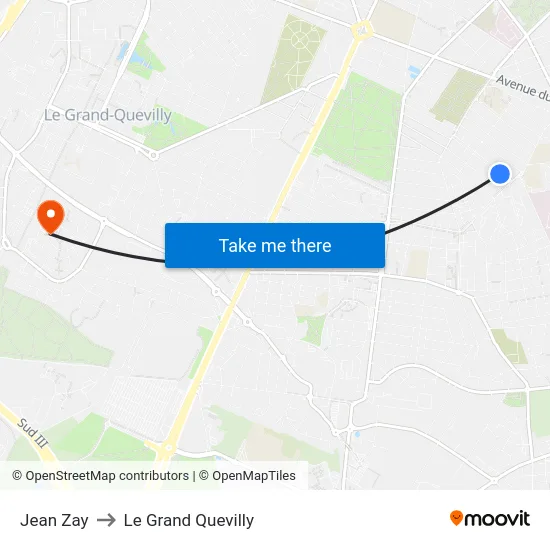 Jean Zay to Le Grand Quevilly map