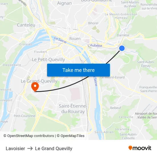 Lavoisier to Le Grand Quevilly map