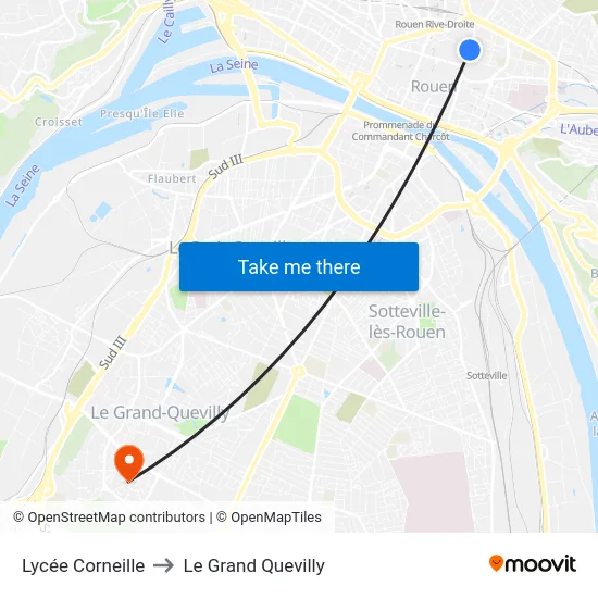 Lycée Corneille to Le Grand Quevilly map